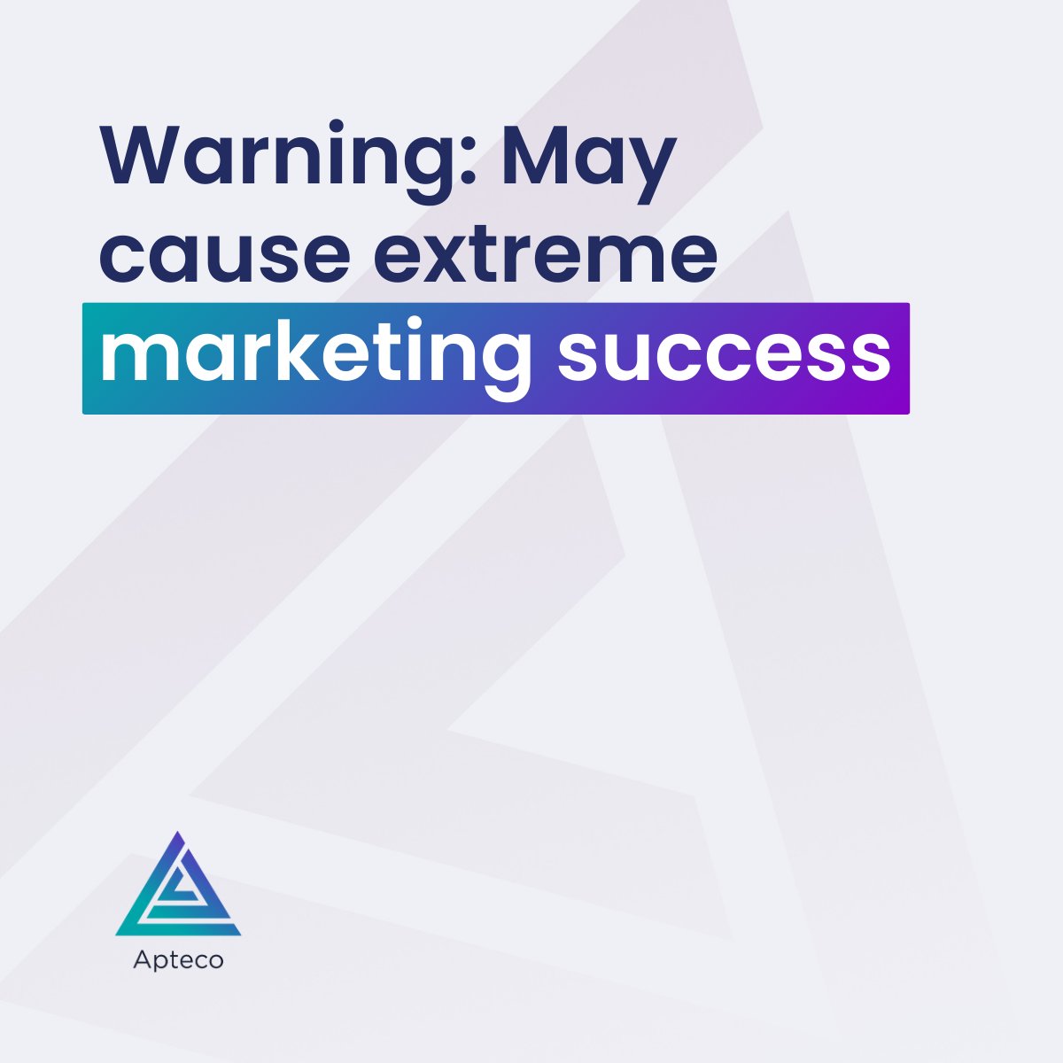 🚨 Warning: May cause extreme marketing success 🚨

Tame the chaos. Spot the trends. Feel like a marketing superhero

Side effects may include smarter campaigns and spontaneous high-fives from your colleagues

Book a demo and experience Apteco in action ➡️ hubs.ly/Q03BhDCK0