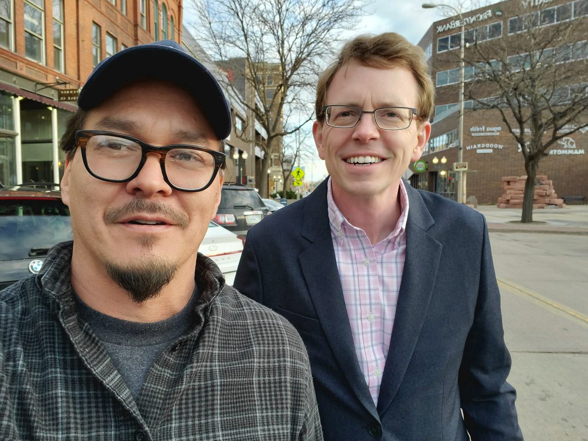 DOGEENFORCEMENT's tweet photo. Congressional Candidate Chris Sanders and Congressman Dusty Johnson. Congressman Dusty Johnson now announces he is running for Governor of South Dakota. #SouthDakota #ChrisSanders #DustyJohnson https://t.co/gpp4lnAAMU
