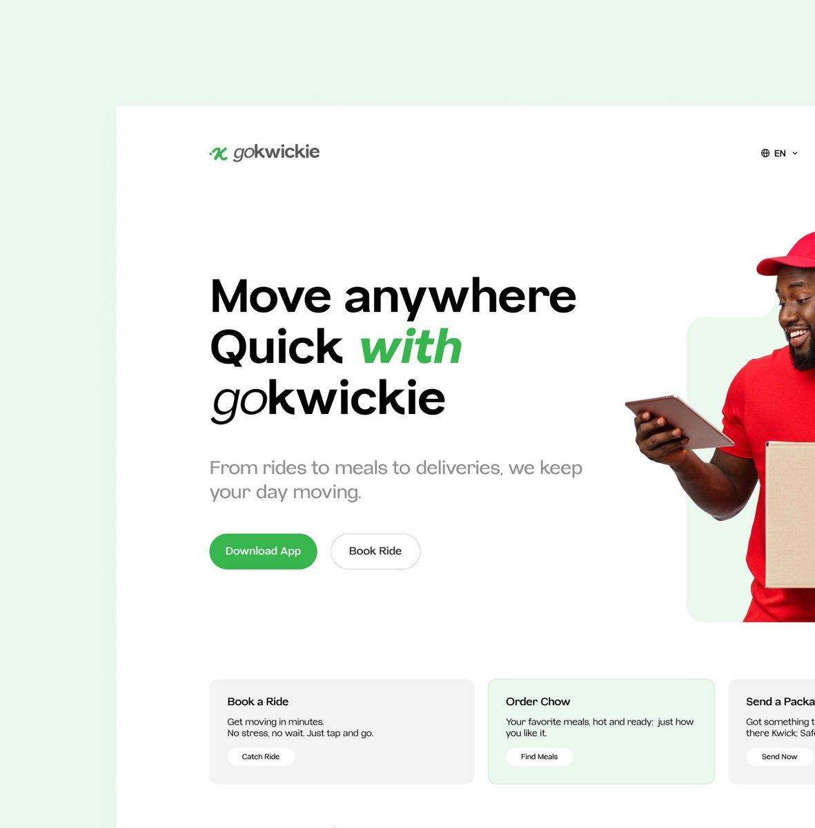 MayBoy_ng's tweet image. Day 4 ✅
Worked on the landing page for GoKwickie, kept it clean, bold, and straight to the point.
No extra talk, just vibes and smooth user flow.
Let me know what you think 👇🏽

#30DaysDesignChallenge #GoKwickie #UXUIDesign #DesignChallenge #Day4 #productdesign
