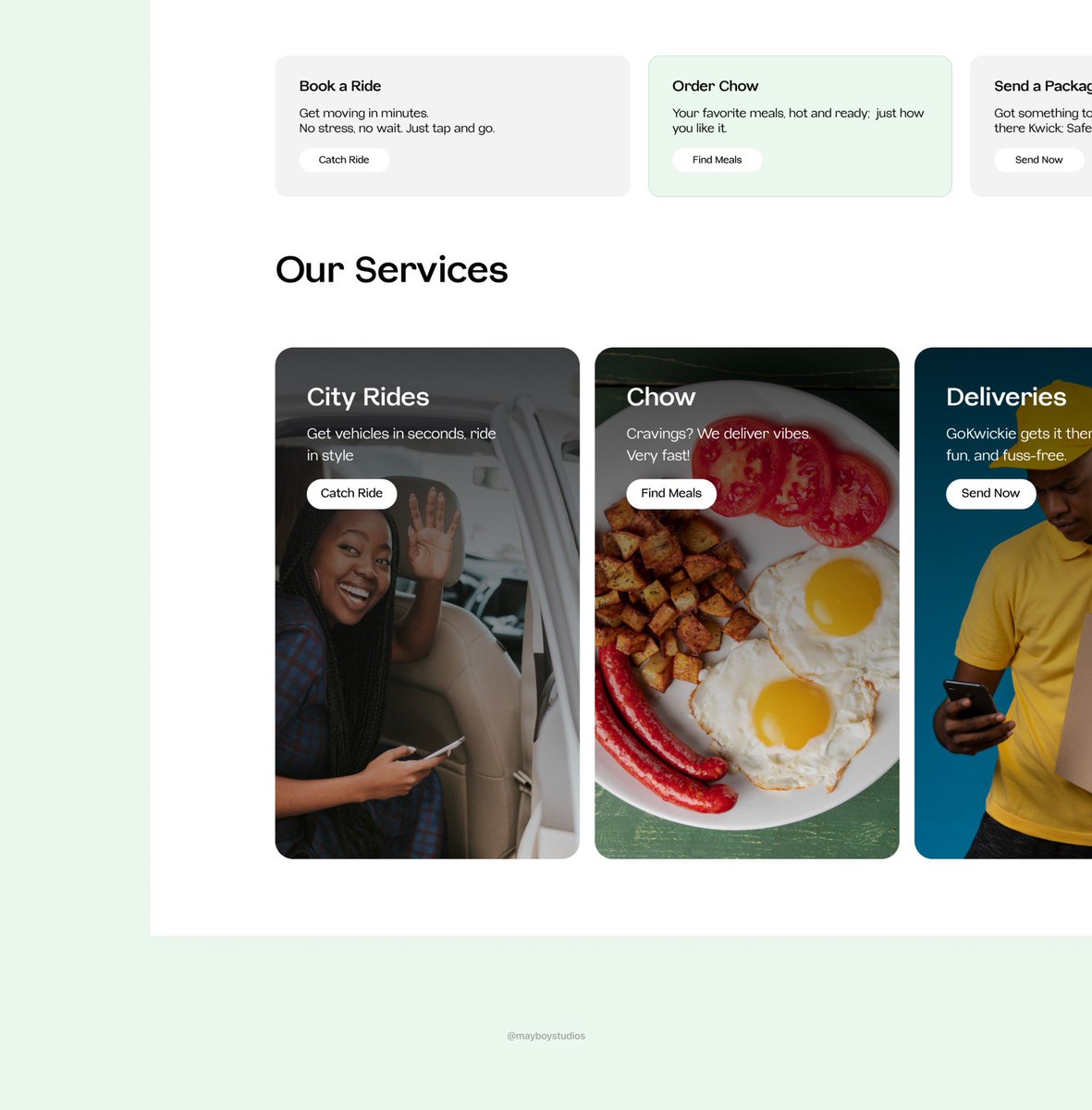 MayBoy_ng's tweet image. Day 4 ✅
Worked on the landing page for GoKwickie, kept it clean, bold, and straight to the point.
No extra talk, just vibes and smooth user flow.
Let me know what you think 👇🏽

#30DaysDesignChallenge #GoKwickie #UXUIDesign #DesignChallenge #Day4 #productdesign