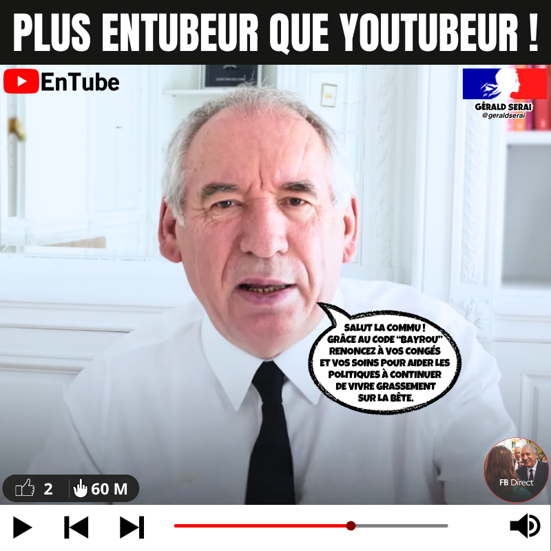 GeraldSerai's tweet photo. Plutôt que de mettre un pouce, envoyez-lui un doigt !

----------
#bfn #breakingfakenews #humour #meme #actualite #Bayrou #YouTube #budget #fbdirect #Budget2026 #économies #efforts #sacrifices 

Impertinemment vôtre ! 😜🔔 https://t.co/mj2QYEDqmH