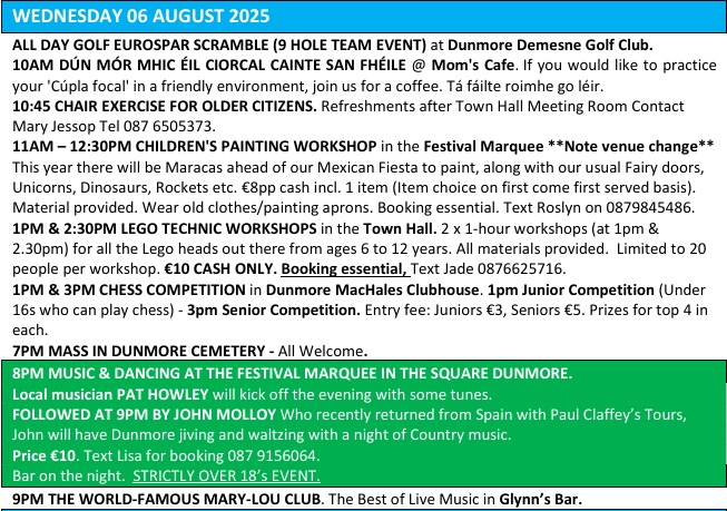 The 51st Dunmore Annual Festival (1st-10th August) continues tomorrow. Well done to a great committee. In GRD, we are proud to support the festival through our SICAP community event funding. #SICAP #Dunmore