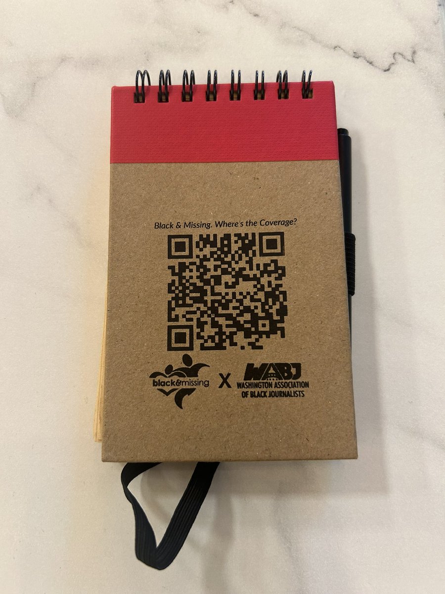 philip lewis (@phil_lewis_) on Twitter photo For months, members of <a href="/WABJDC/">WABJ - Washington Association of Black Journalists</a> have worked with the Black & Missing Foundation to create a first-of-its-kind media guide to help newsrooms properly cover missing Black people
We will be handing out these notebooks at the #NABJ25 convention, which has a QR code that links to it: For months, members of <a href="/WABJDC/">WABJ - Washington Association of Black Journalists</a> have worked with the Black & Missing Foundation to create a first-of-its-kind media guide to help newsrooms properly cover missing Black people
We will be handing out these notebooks at the #NABJ25 convention, which has a QR code that links to it: