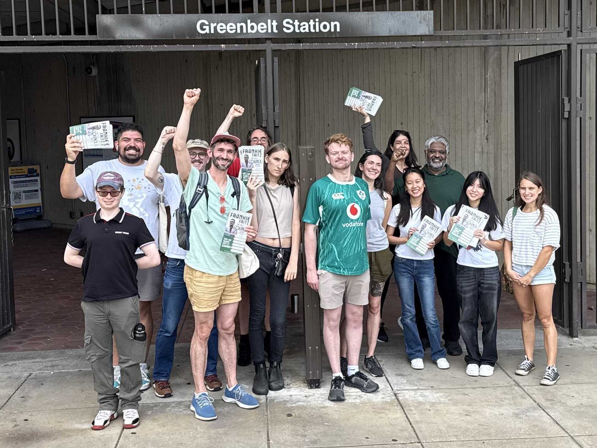 This past weekend, over 40 people turned out to knock doors in Greenbelt for our endorsed candidate and cadre member for Greenbelt City Council, Frankie Fritz! Join us at a future canvass to make a more affordable and inclusive Greenbelt! actionnetwork.org/event_campaign…