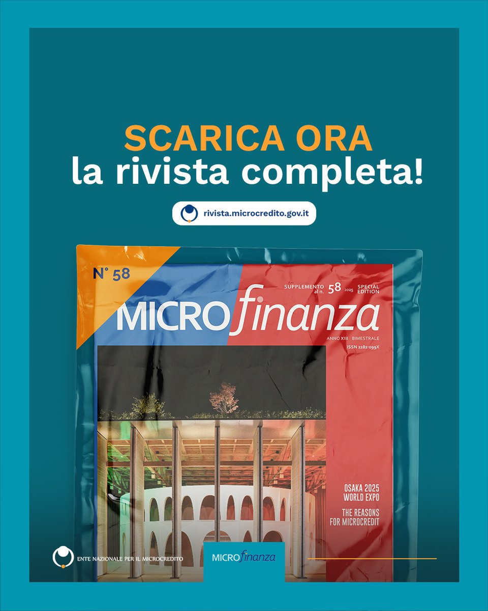 📌 SPECIALE OSAKA 2025

In occasione dell’Esposizione Universale di Osaka, l’Ente Nazionale per il Microcredito presenterà le best practices della finanza etica sviluppate nei suoi 20 anni di storia

Leggi lo Speciale Osaka 2025 👉 rivista.microcredito.gov.it/media/attachme…