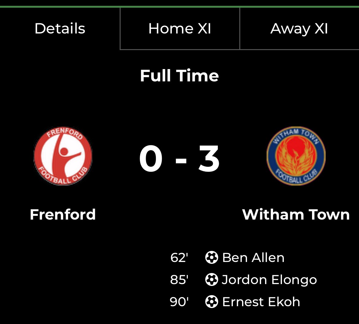 WithamTownFC (@withamtownfc) on Twitter photo Following tonight’s win against Frenford FC, we progress to the next round of the FA Cup.
We’ll face <a href="/tringathletic/">Tring Athletic FC</a> at the Simarco Stadium on Saturday 16 August.
KO - 3pm. Following tonight’s win against Frenford FC, we progress to the next round of the FA Cup.
We’ll face <a href="/tringathletic/">Tring Athletic FC</a> at the Simarco Stadium on Saturday 16 August.
KO - 3pm.