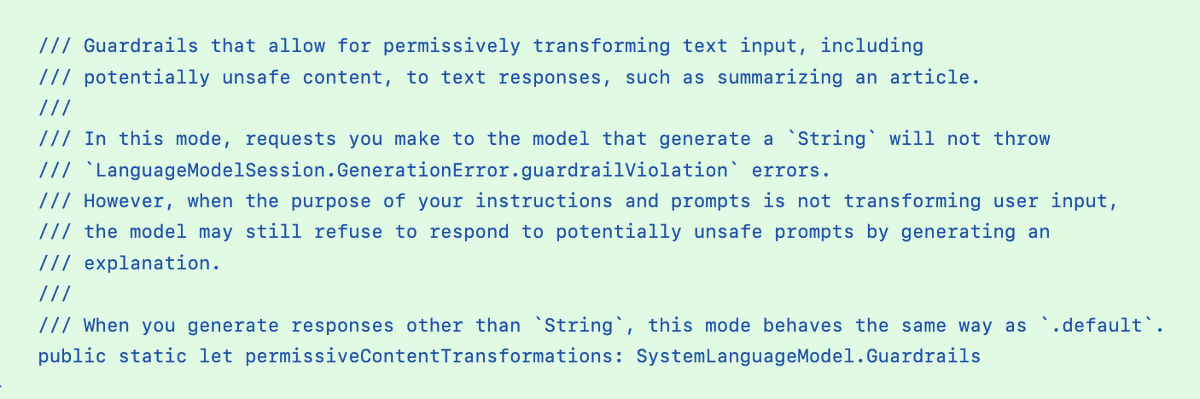Biggest change in foundation model framework! 

There is a new permissiveContentTransformations guardrail!