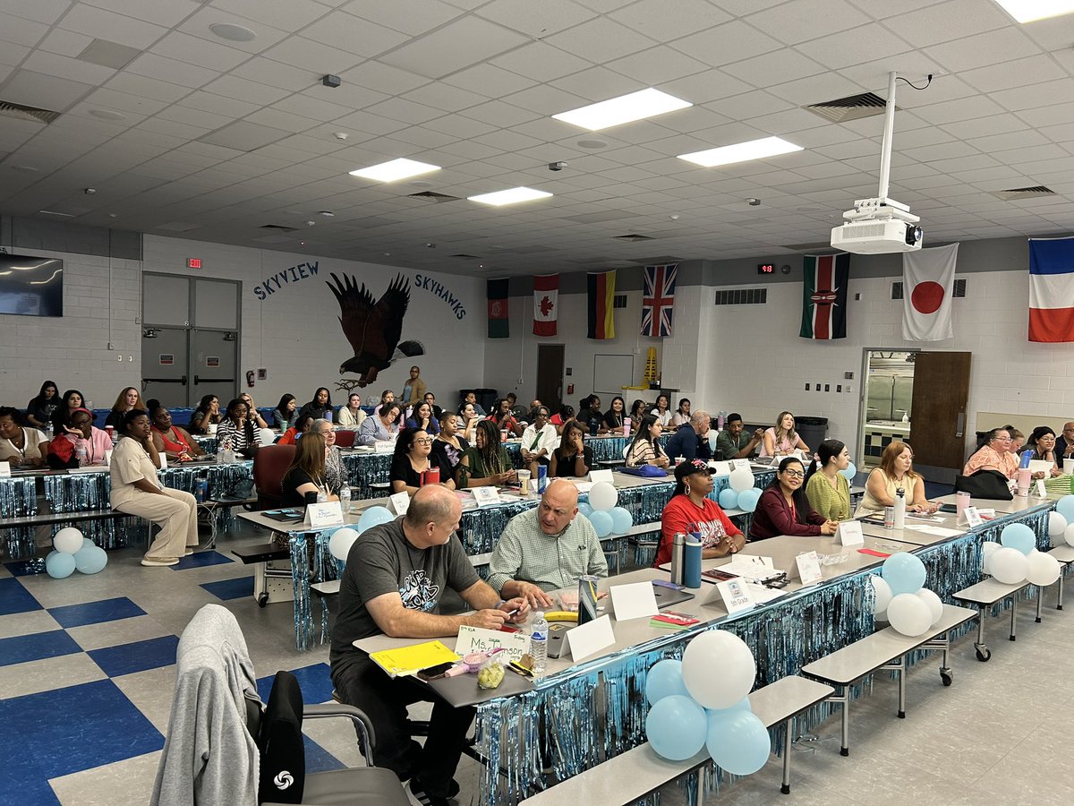 LynetteSnyder18's tweet photo. Skyview’s halls and cafeteria have been filled with excitement, learning, and preparing. One week until students join the fun!  #DREAMBIGRISD https://t.co/oeXCO4hzpq