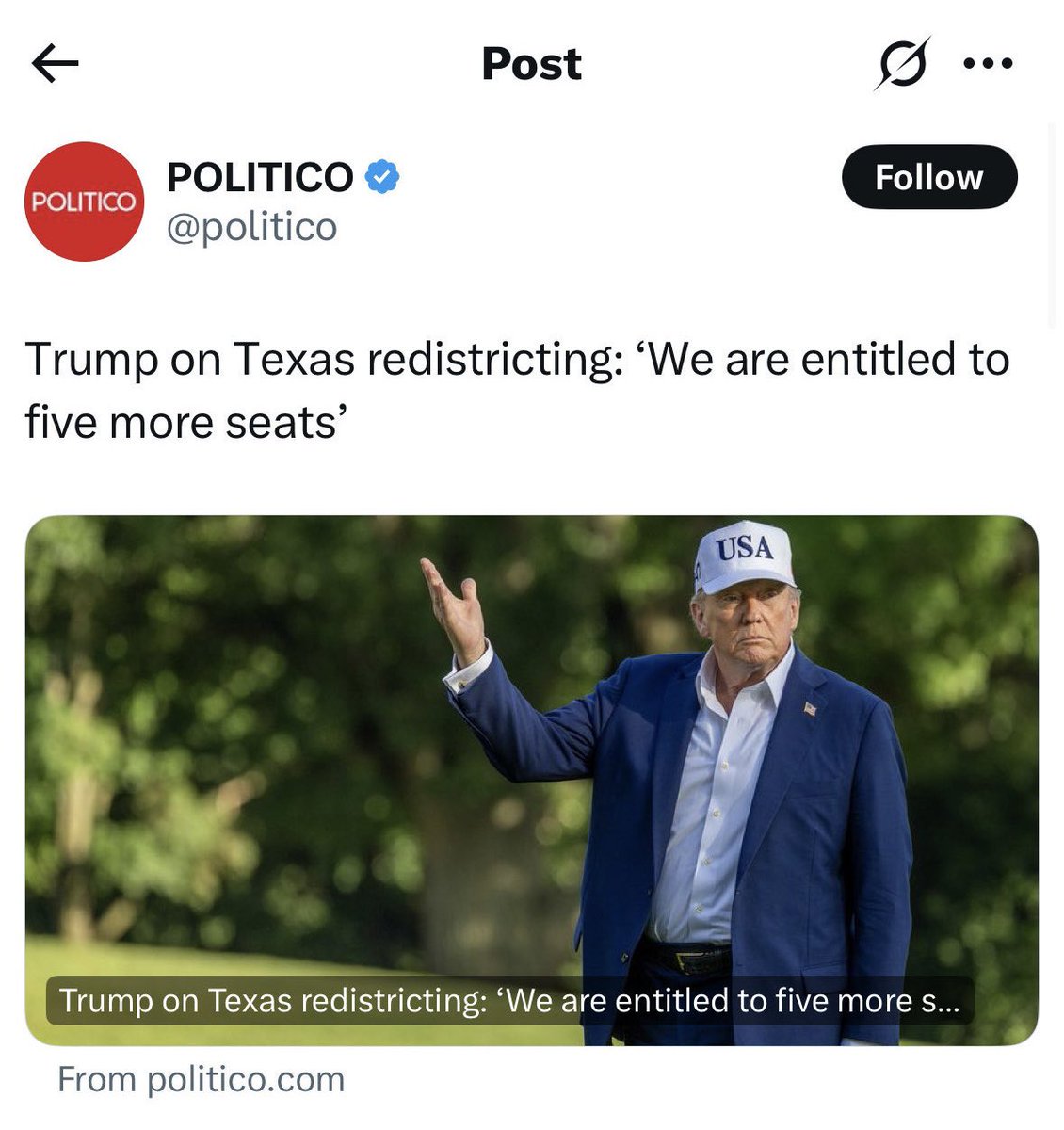 No party is “entitled” to any seat in Congress. Those seats belong to the people. Politicians shouldn’t get to choose their voters, and the President should stop trying to rig the game because he’s scared he might lose in 2026.