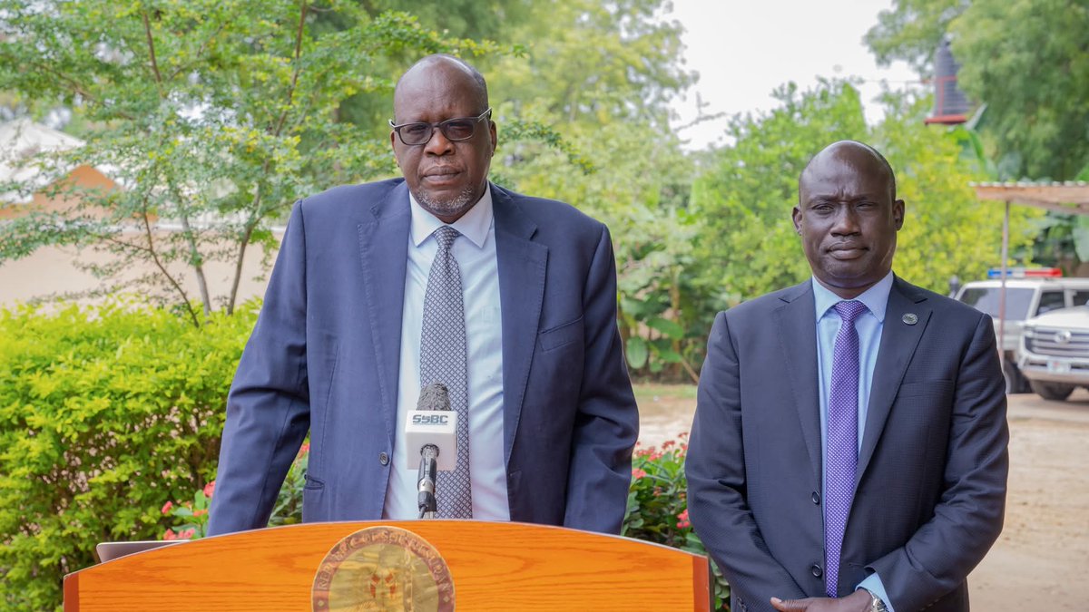 Vice President and Chairperson of the Service Cluster, H.E. Josephine Lagu Yanga received an update from the Minister of General Education and Instruction, Hon. Dr. Kuyok Abol Kuyok, on the status of national examinations. He was accompanied by the Secretary General of the
