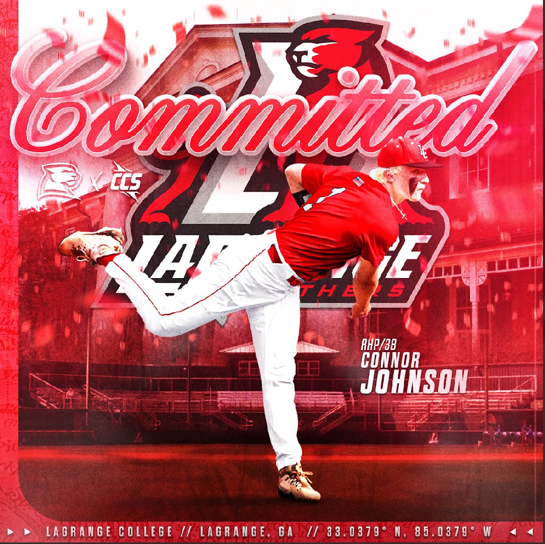 Connor Johnson (@connorjohnson_2) on Twitter photo I am extremely excited to announce my commitment to LaGrange College! I want to thank God for putting me in the position I am in today. Huge thanks to my family, friends, and coaches for helping me throughout my journey!
<a href="/d1graphicsco/">D1Graphics</a> <a href="/RRHS_Baseball/">River Ridge Baseball</a> <a href="/GeorgiaJackets/">Georgia Jackets</a> <a href="/lcbaseball21/">LaGrange College Baseball</a> I am extremely excited to announce my commitment to LaGrange College! I want to thank God for putting me in the position I am in today. Huge thanks to my family, friends, and coaches for helping me throughout my journey!
<a href="/d1graphicsco/">D1Graphics</a> <a href="/RRHS_Baseball/">River Ridge Baseball</a> <a href="/GeorgiaJackets/">Georgia Jackets</a> <a href="/lcbaseball21/">LaGrange College Baseball</a>