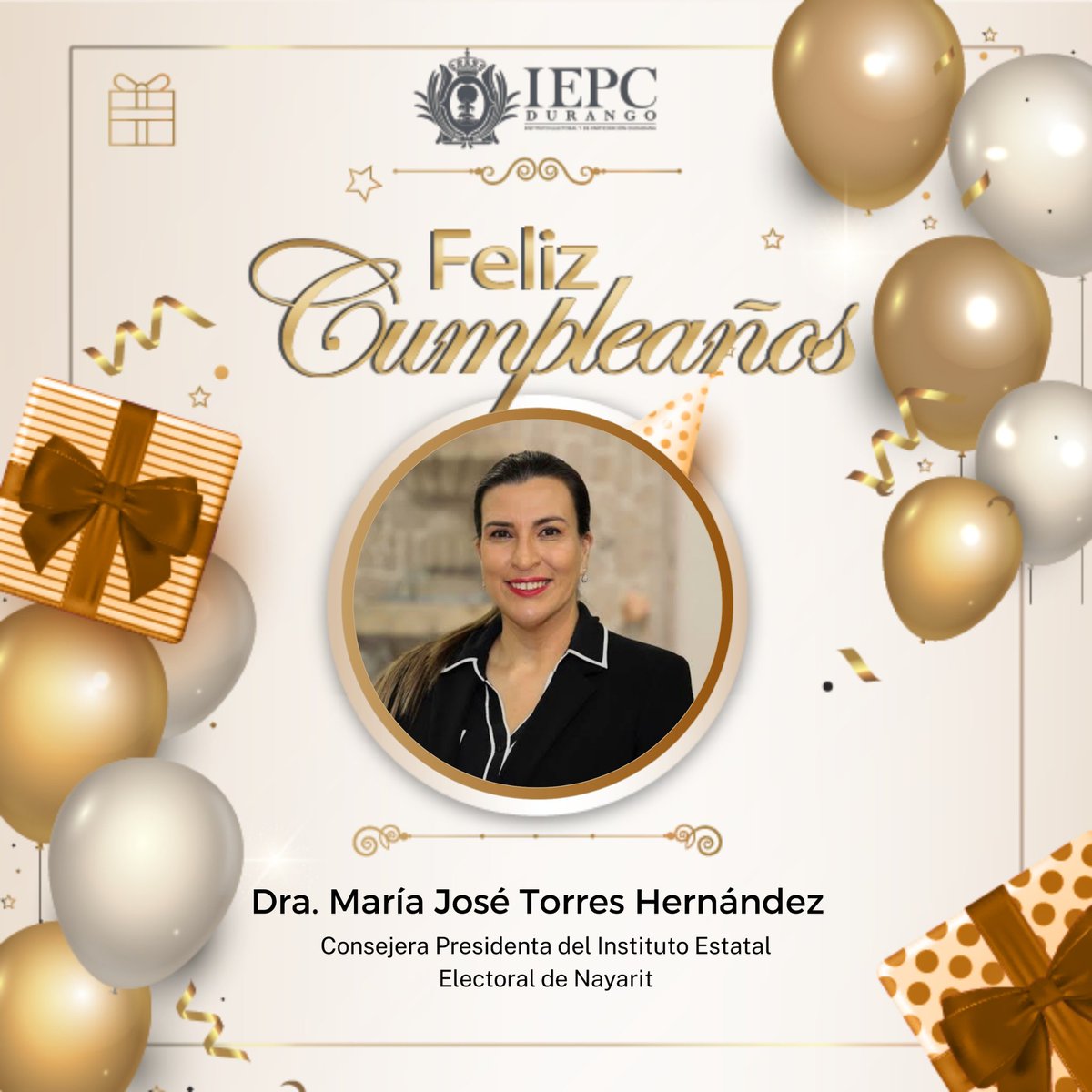 IEPC Durango (@iepcdurango) on Twitter photo El Presidente del <a href="/IEPCDurango/">IEPC Durango</a> , M.D. Roberto Herrera Hernández; las y los Consejeros Electorales; la Secretaria Ejecutiva, y el personal de la Institución, felicitan a la Dra. María José Torres Hernández, Consejera Presidenta del <a href="/IEENayarit/">IEE Nayarit</a> , con motivo de su cumpleaños 🎂. El Presidente del <a href="/IEPCDurango/">IEPC Durango</a> , M.D. Roberto Herrera Hernández; las y los Consejeros Electorales; la Secretaria Ejecutiva, y el personal de la Institución, felicitan a la Dra. María José Torres Hernández, Consejera Presidenta del <a href="/IEENayarit/">IEE Nayarit</a> , con motivo de su cumpleaños 🎂.