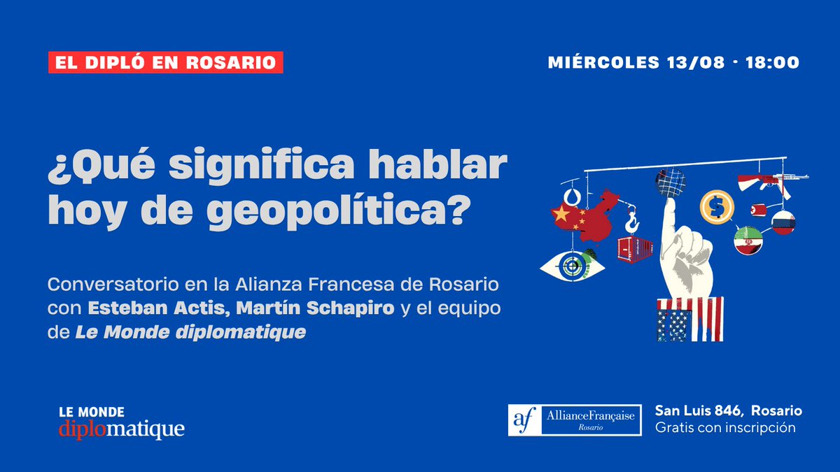 #EVENTO | ¿Qué significa hablar hoy de geopolítica?

🚌 El equipo de @eldiploconosur viaja a Rosario para encontrarse con sus lectores y conversar sobre la coyuntura internacional y la producción de un mensuario en papel en estos tiempos 📰🌏.

💥 Nos acompañarán <a href="/actis_esteban/">Esteban Actis</a>