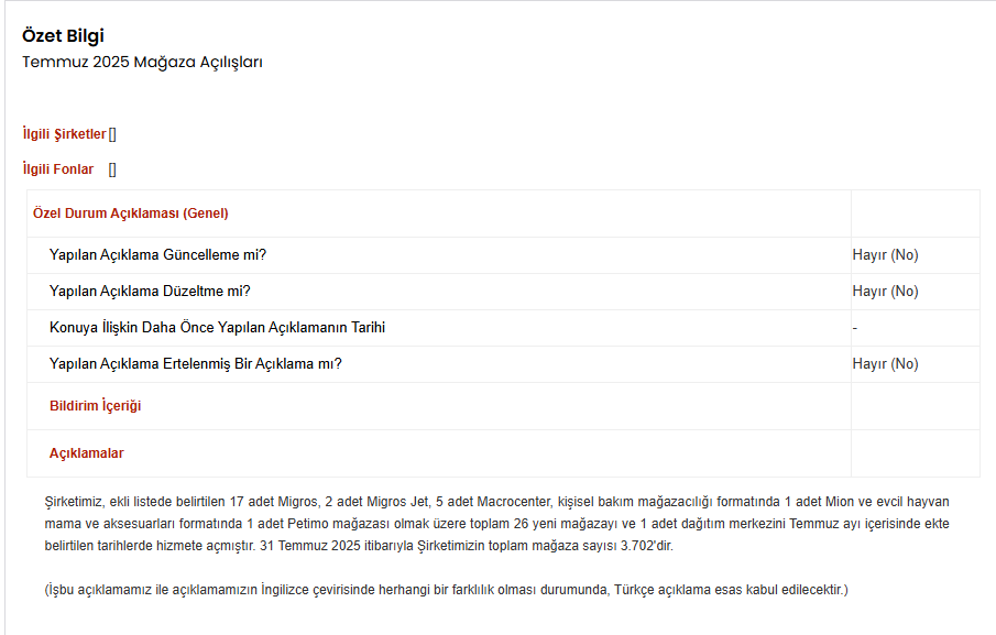 Temmuz 2025 Mağaza Açılışları.
#mgros