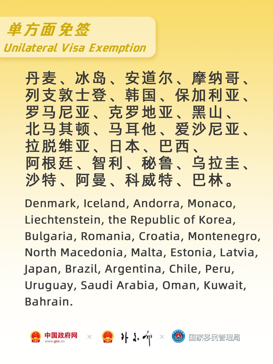 CNS1952's tweet image. 🤩哪些國家能免簽來中國？最全列表，一起看&amp;gt;&amp;gt;bit.ly/3GZpMDj  #ChinaTravel #ChinaTips