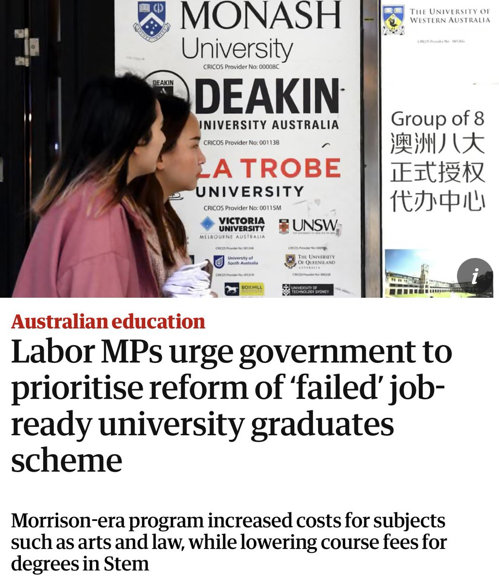 Mon4Kooyong's tweet photo. The Job-Ready Graduates scheme needs to go. I’ve been pushing hard for this reform since I was elected to Parliament.

Members of the government and opposition are now seeing the light too. 

We should back the expert evidence and reverse this punitive and unfair policy, immediately.