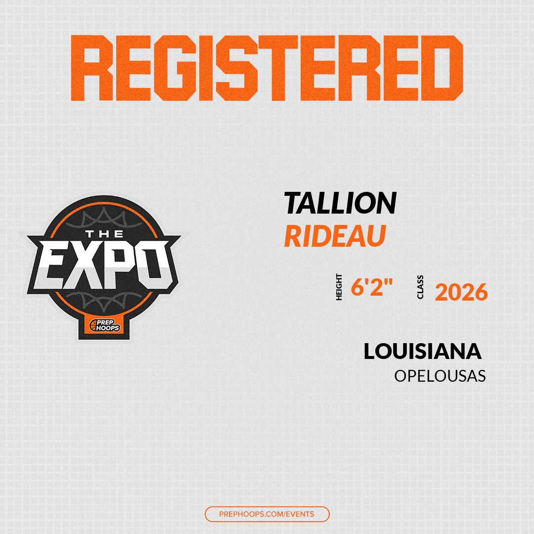 Prep Hoops Louisiana (@prephoopsla) on Twitter photo Welcome Class of 2026 Tallion Rideau of Opelousas HS to the <a href="/PrepHoopsLA/">Prep Hoops Louisiana</a> Showcase @ Team Sportsplex.
🔥🏀 #PHExpoLA 🏀🔥
Register NOW! 👇
events.prephoops.com/e/1625/registe… Welcome Class of 2026 Tallion Rideau of Opelousas HS to the <a href="/PrepHoopsLA/">Prep Hoops Louisiana</a> Showcase @ Team Sportsplex.
🔥🏀 #PHExpoLA 🏀🔥
Register NOW! 👇
events.prephoops.com/e/1625/registe…