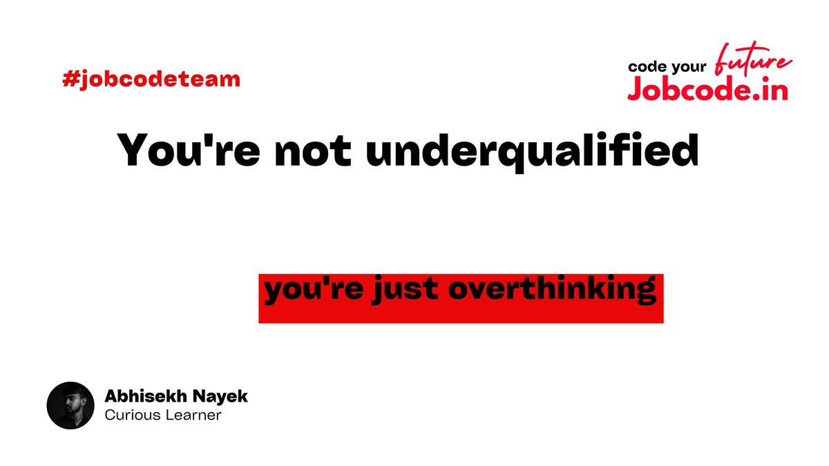 byteofabhi's tweet image. &quot;You’re not underqualified. You’re just overthinking.”

  ☑ 60% match? Apply.
🚀Show your effort, not your excuses.

Read: shorturl.at/jmubI

— @byteofabhi 

#byteofabhi #DailyByte #JobSearch