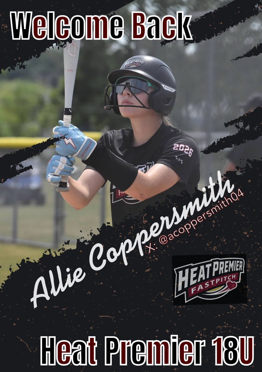 Heat Premier 08 (@heatpremier08) on Twitter photo 🔥 Roster Announcement 🔥
This powerful speedster posted a .457 OBP & .507 SLG coming in clutch hitting .444 w/RISP! An All Conf, All Area, All State player x 2, she dominates in the OF making range-filled plays & surprising runners with her arm! Welcome back <a href="/acoppersmith04/">Allie Coppersmith 2026</a>!❤️🔥 🔥 Roster Announcement 🔥
This powerful speedster posted a .457 OBP & .507 SLG coming in clutch hitting .444 w/RISP! An All Conf, All Area, All State player x 2, she dominates in the OF making range-filled plays & surprising runners with her arm! Welcome back <a href="/acoppersmith04/">Allie Coppersmith 2026</a>!❤️🔥