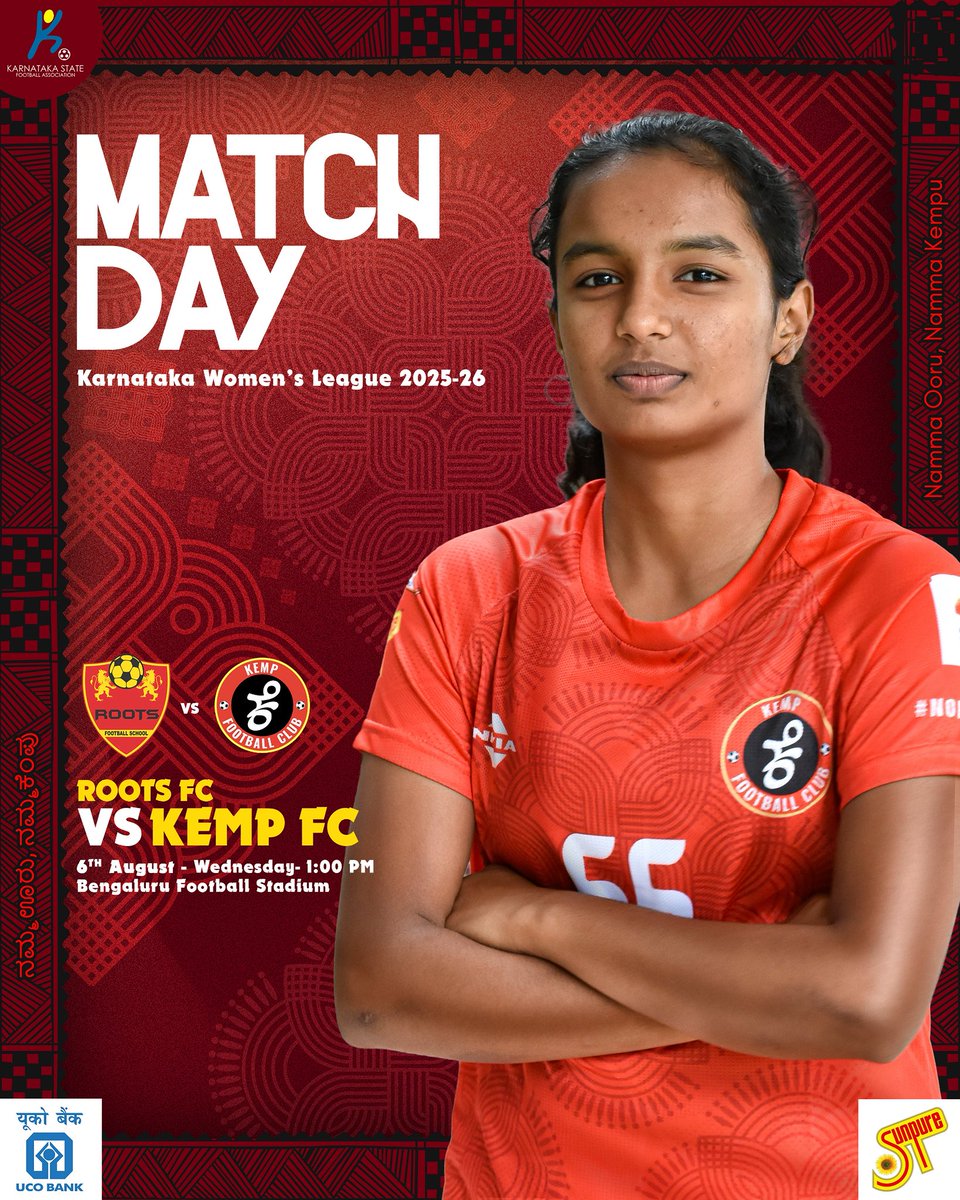 MATCHDAY! ⚡

We face Roots FC today at 1:00 PM at Bangalore Football Stadium!

3 wins from 3, time to keep that streak alive 💥

#NammaOoruNammaKempu