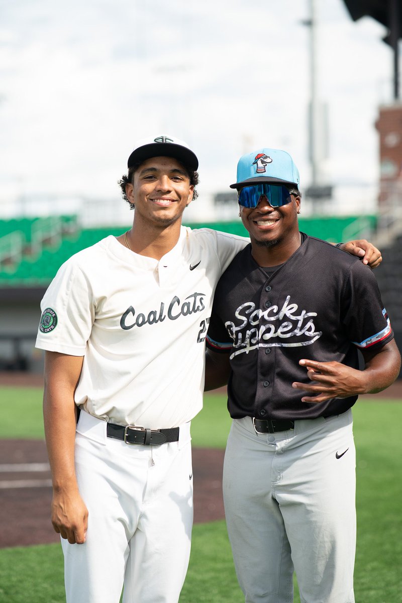 Two former PYF Scout Team teammates going against each other last month in the Appalachian League. Trey Lawrence(Missouri) and Mekai Griffin (North Carolina A&amp;T). #PYF #proyouthfoundation #AppyLeague #Mizzou #NCAT #CoalCats #SockPuppets