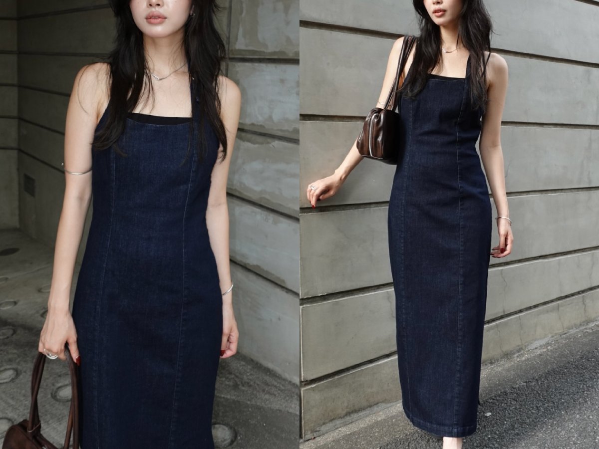 HALTER STRAP DENIM DRESS】 1枚でさらっと着るだけで主役級の存在感の 