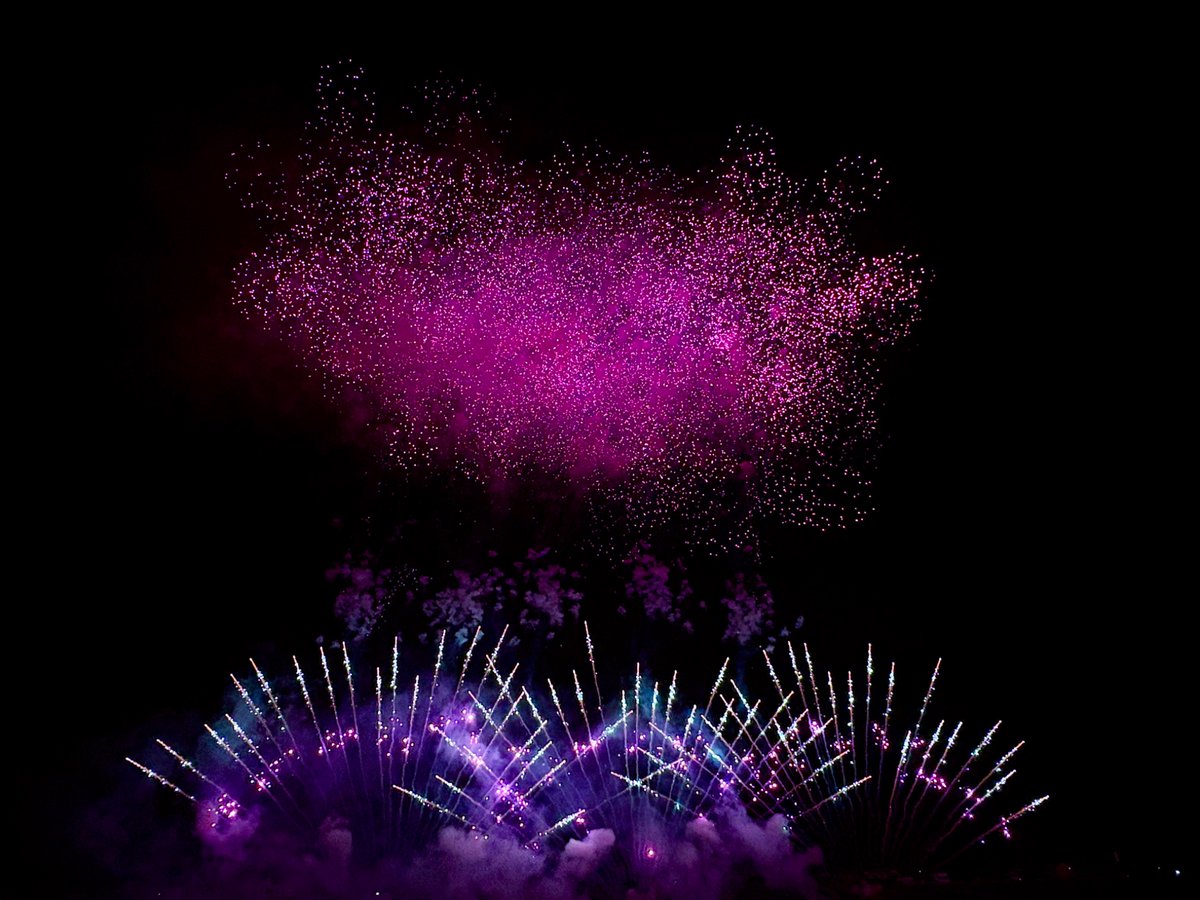 花火の写真１枚目( * ॑꒳ ॑*)
星空みたいで幻想的でした💫

綺麗と思ったらRPで拡散してね🫶

撮影：iPhone16