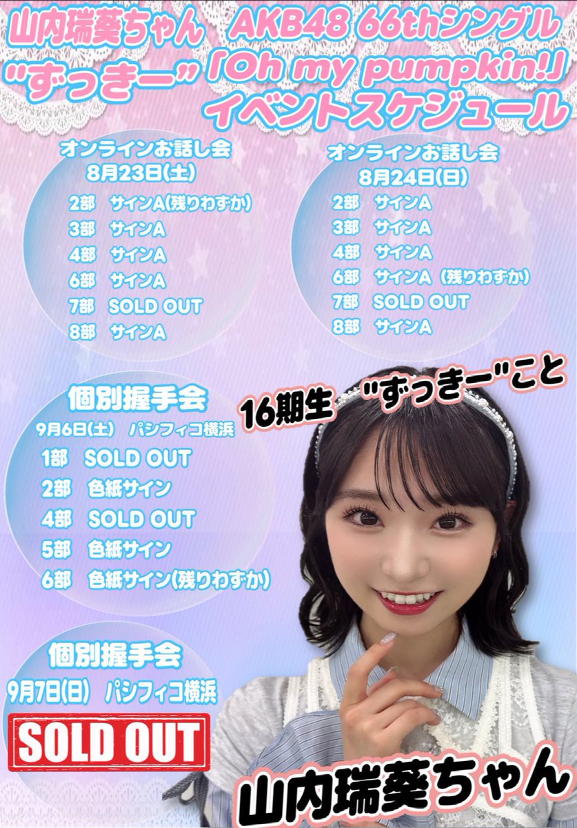 AKB48 山内瑞葵 Oh my pumpkin! ポストカード直筆サイン入り