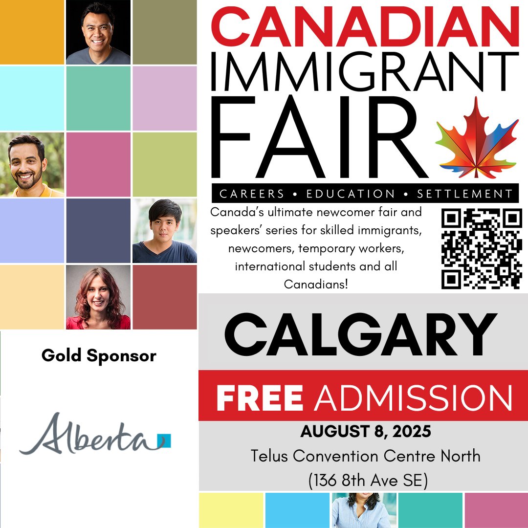 Canadian Immigrant (@canimmigrant) on Twitter photo The Canadian Immigrant Fair returns to Calgary this Friday August 8th, 2025 to the Telus Convention Centre North (136 8th Ave SE)! Meet our Gold sponsor <a href="/YourAlberta/">Alberta Government</a>, Apprenticeship and Industry Training!
Space is limited register today and join us from 10am to 3pm! The Canadian Immigrant Fair returns to Calgary this Friday August 8th, 2025 to the Telus Convention Centre North (136 8th Ave SE)! Meet our Gold sponsor <a href="/YourAlberta/">Alberta Government</a>, Apprenticeship and Industry Training!
Space is limited register today and join us from 10am to 3pm!