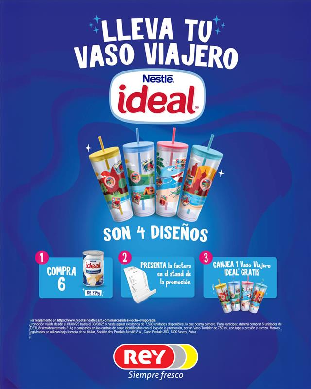 ¡Lleva tu vaso viajero! 🥤✨
🛒Por la compra de 6 productos Ideal de 314 gramos y presenta tu factura en el stand y lleva tu favorito. ¡Son 4 diseños!

Canje tu favorito en nuestras sucursales:

📍Brisas del Golf

📍Calle 50

📍Centennial

📍Paseo Albrook

📍Santiago

📍Versalles