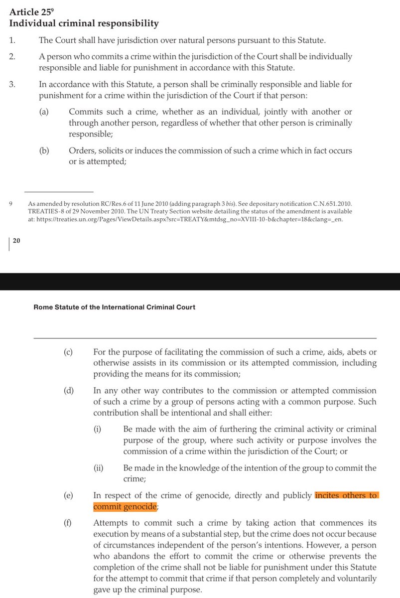 According to Article 25-3(e) of the Rome Statute, to which Canada is a signatory, Mr. Jeremy Levi here appears to qualify as criminally responsible and liable for "directly and publicly incit[ing] others to commit genocide".