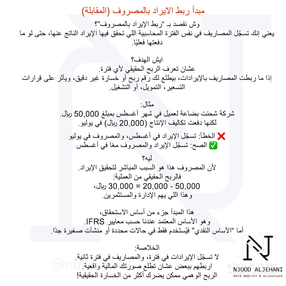 شرح مبدأ ربط الايراد بالمصروف - 📌 #محاسبة #ادارة #مالية