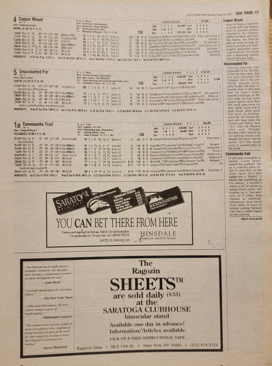 Great memories.  Holy Bull in the 1994 Travers