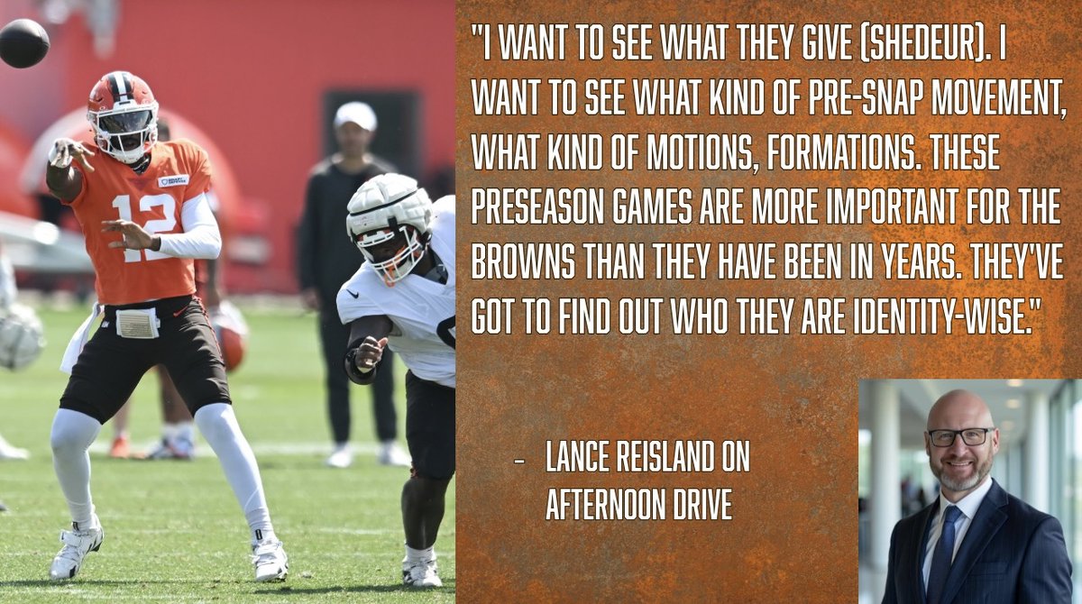 "These preseason games are more important for the Browns than they have been in years."

🚨<a href="/LanceReisland/">Lance Reisland (Coach Riz)</a> previews the #Browns preseason, breaks down what he's looking for at QB w/ <a href="/NickWilsonSays/">Nick Wilson</a> + <a href="/JPeterlin/">Jonathan Peterlin</a>🏈

🎥Watch: youtu.be/hiSBYhtF9tc

🔊Listen: go.audacy.com/dssRNFq5AVb