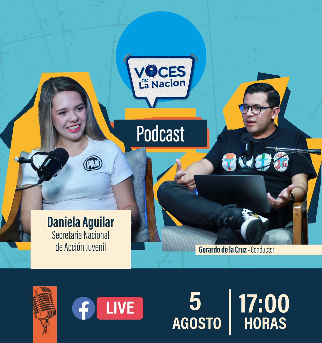 La Nación (@revistalanacion) on Twitter photo No te pierdas mañana el próximo episodio de nuestro podcast #VocesdelaNación con nuestra invitada, <a href="/dani_aguilarrod/">Daniela Aguilar</a> , secretaria nacional de Acción Juvenil.
En punto de las 5 a través de fb live. No te pierdas mañana el próximo episodio de nuestro podcast #VocesdelaNación con nuestra invitada, <a href="/dani_aguilarrod/">Daniela Aguilar</a> , secretaria nacional de Acción Juvenil.
En punto de las 5 a través de fb live.