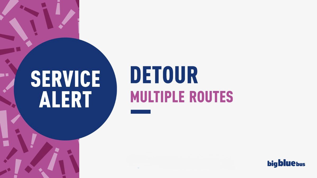 SMBigBlueBus's tweet photo. #BBBRoute5 & #BBBRoute8 on detour in Santa Monica on Main St. in front of City Hall until approx. 9:30p.m. today. Due to National Night Out.
@santamonicacity @SantaMonicaPD https://t.co/UDzcl4ksCJ