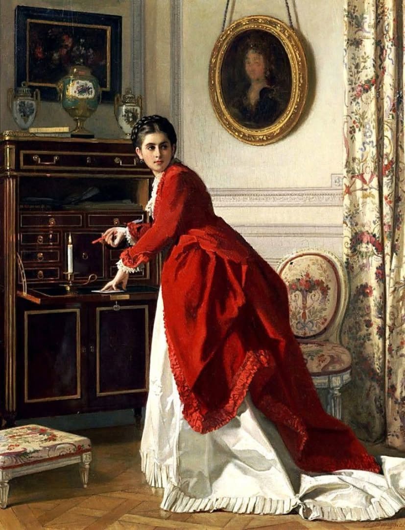 Woman writing a letter
by Charles Baugniet (1814-1860) 
#paintings #art