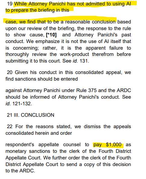 Attorney previously sanctioned for citing AI-hallucinated cases is back before the same court, includes more erroneous AI citations in another brief, denies it, gets sanctioned again.

Sanctions: $1,000.