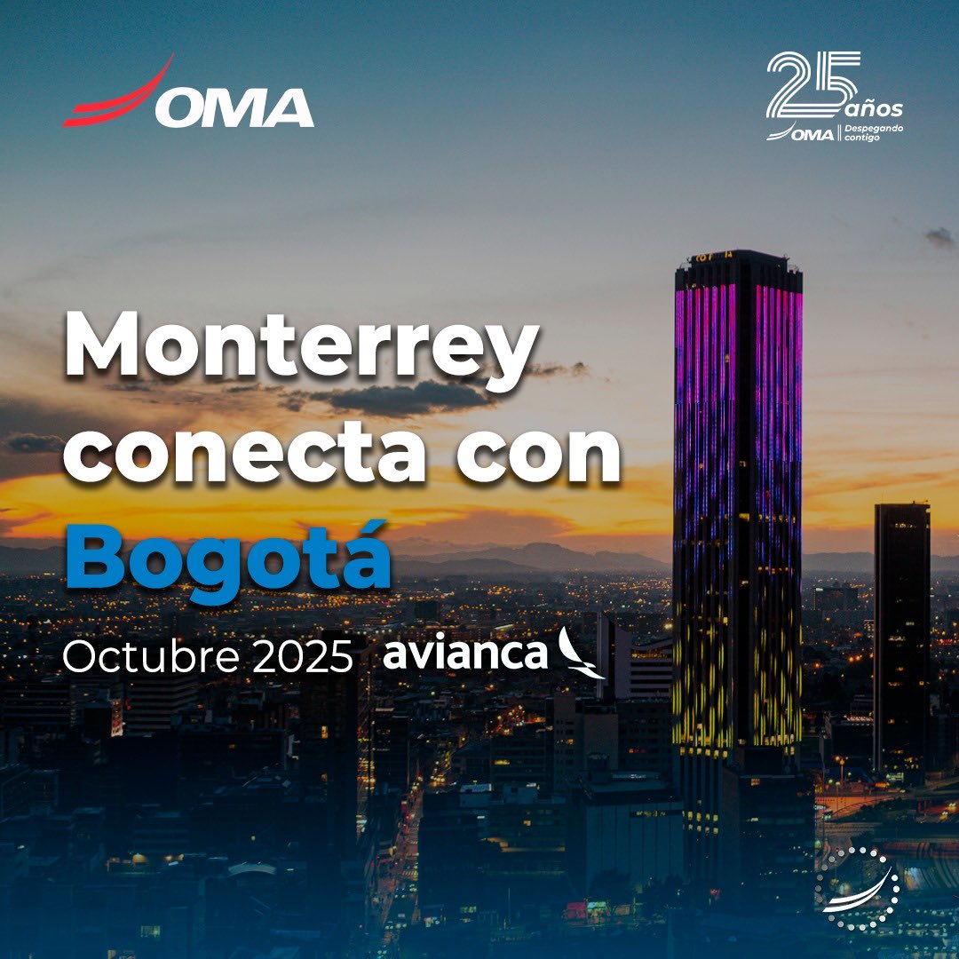 Ricardo Dueñas (@rduenas3) on Twitter photo A partir del 26 de octubre, inicia operaciones la #NuevaRuta directa entre el <a href="/AeropuertoDeMTY/">Aeropuerto Internacional de Monterrey</a> y Bogotá, operada por @Avianca. ✈️
Consulta más información aquí: shorturl.at/nkRoI
#MTY #BOG A partir del 26 de octubre, inicia operaciones la #NuevaRuta directa entre el <a href="/AeropuertoDeMTY/">Aeropuerto Internacional de Monterrey</a> y Bogotá, operada por @Avianca. ✈️
Consulta más información aquí: shorturl.at/nkRoI
#MTY #BOG