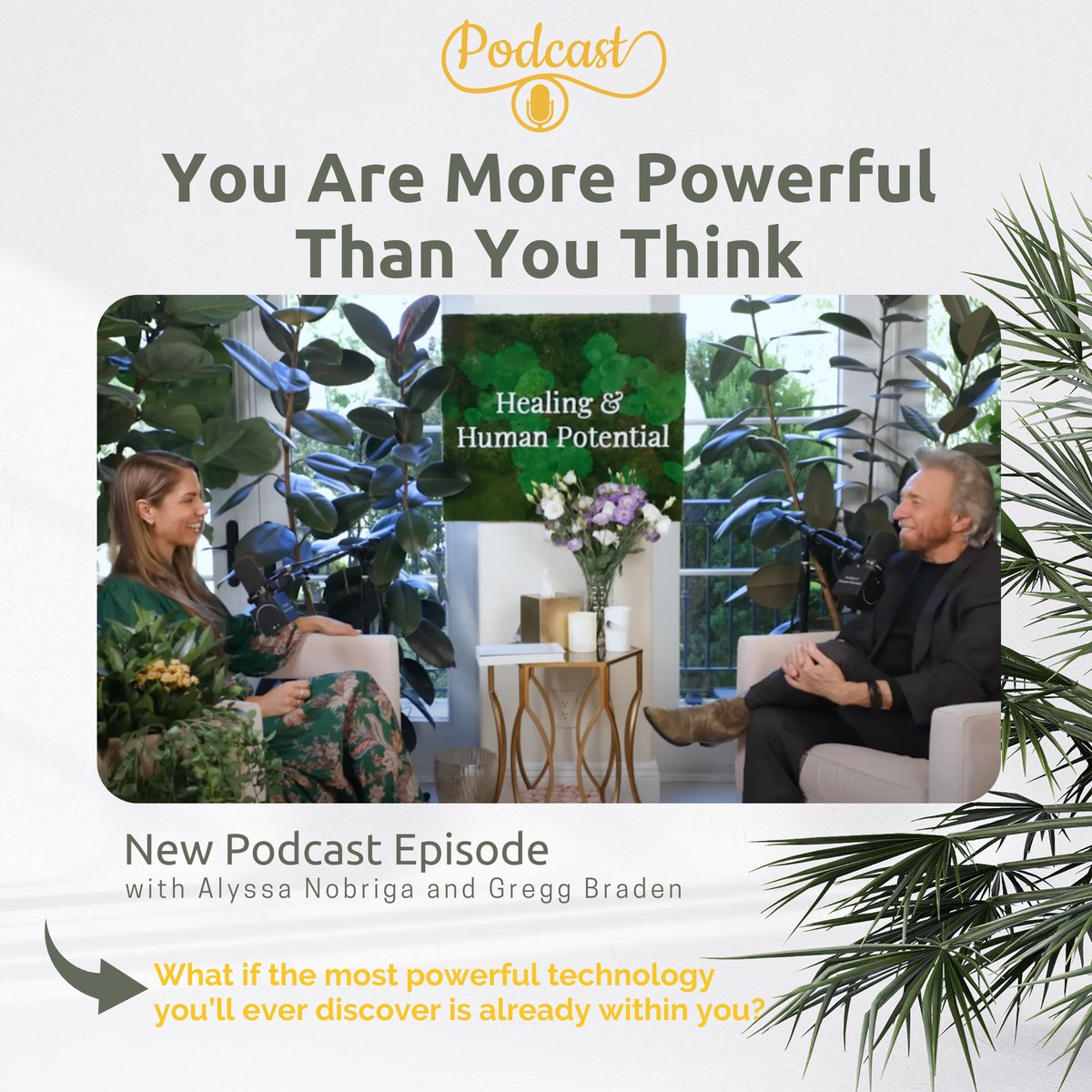 GreggBraden's tweet image. I had one of my favorite conversations on the Healing &amp;amp; Human Potential Podcast with @AlyssaNobriga — exploring the science + spirituality of unlocking your true potential.

🎧 Watch here: 🔗 youtu.be/H6QArP1yvW4
#HumanPotential #GreggBraden #Healing