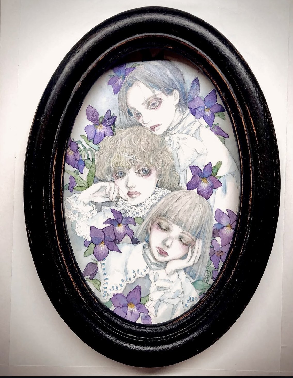 Nさま専用（原画）夕凪の音色【SMサイズ／水彩画／#2489】 呉竹 顔彩耽美 四季ニュアンスカラー12色セット (MC20/12V/NW)