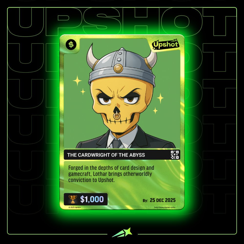 Upshot (@upshot_cards) on Twitter photo <a href="/GrimLothar/">Lothar</a> <a href="/retrimentum/">Retrimentum</a> 💀 Cardcore from the jump.
<a href="/GrimLothar/">Lothar</a> isn’t just building games, he’s minting early conviction in the onchain prediction frontier.
♠️ Decks are shifting <a href="/GrimLothar/">Lothar</a> <a href="/retrimentum/">Retrimentum</a> 💀 Cardcore from the jump.
<a href="/GrimLothar/">Lothar</a> isn’t just building games, he’s minting early conviction in the onchain prediction frontier.
♠️ Decks are shifting