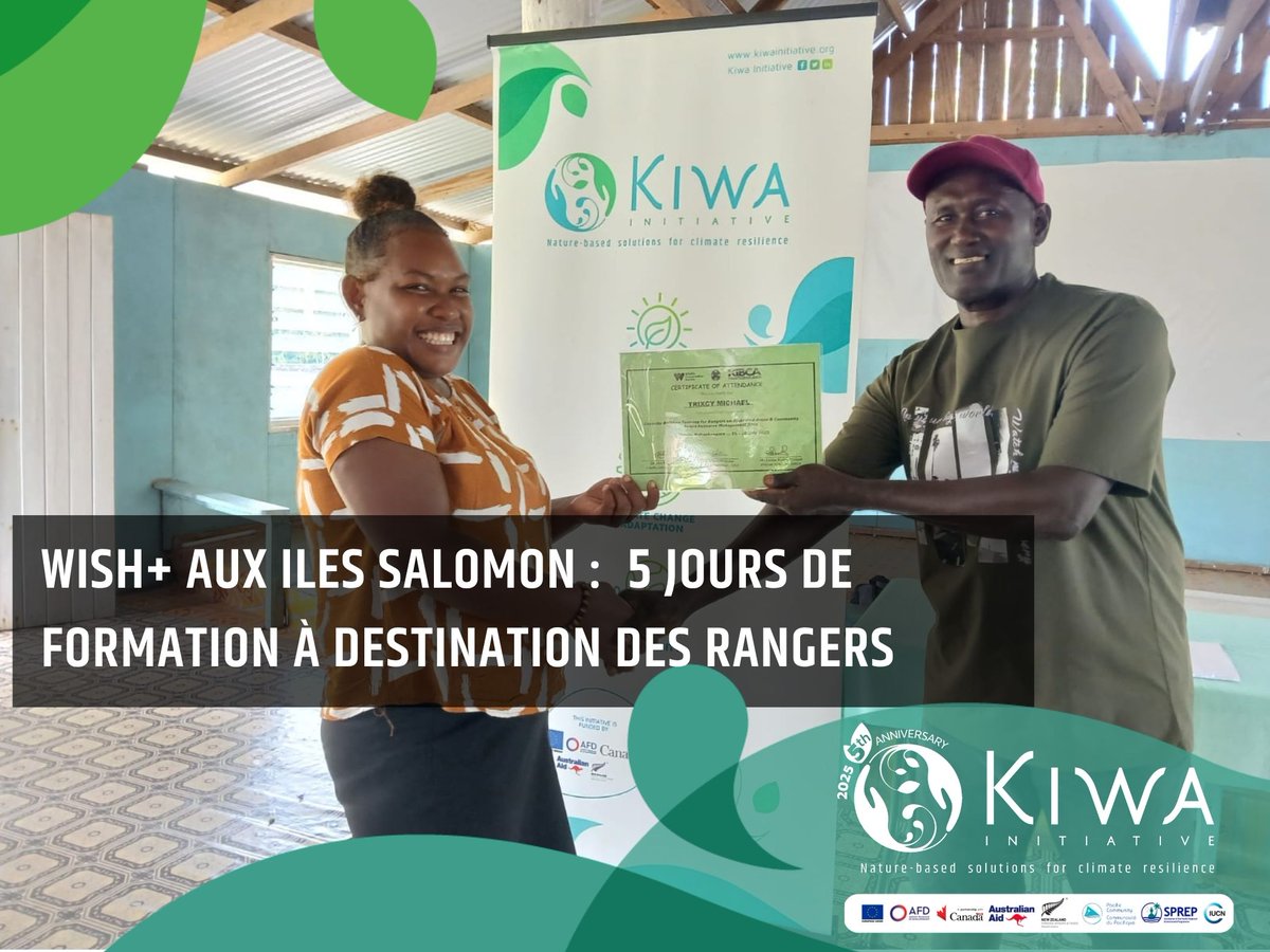 Félicitations aux rangers communautaires de Kolombangara 🇸🇧
18 rangers ont renforcé leurs compétences en gestion des aires protégées, leadership et suivi écologique, dans le cadre du projet Kiwa WISH+ 
kiwainitiative.org 🇫🇷🇪🇺🇦🇺🇨🇦🇳🇿
#SfN