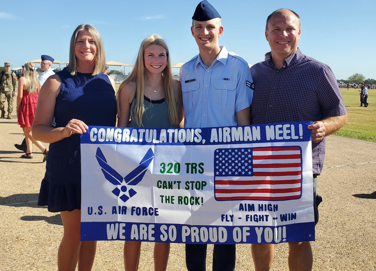 redeemedSinner_'s tweet image. Thrilled to share a proud family moment! Last week, our son Riley graduated from Air Force BMT at Lackland AFB and is now officially an Airman.

Aim High. Fly, Fight, Win.

#ProudParent #USAF
