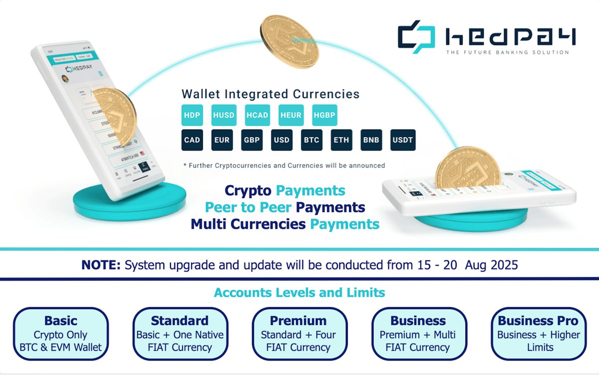 Hedpay_Support's tweet photo. What is #Hedpay ?
Hedpay is building the future of #finance by combining the best of traditional #banking with #cryptocurrency. We offer #peer to peer fast, secure, and global #payment solutions using both fiat and #crypto all in one easy-to-use platform. https://t.co/CcXtCiVX3Y
