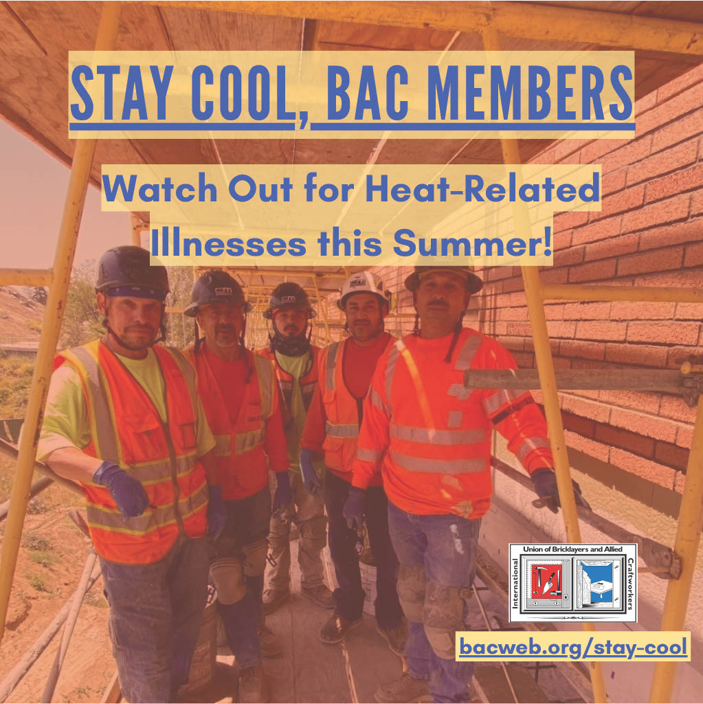 IUBAC's tweet image. Construction workers across the industry face a higher risk of dying at work from #heat than other workers do. The good news is that there are steps that can be taken to alleviate the heat while working: bacweb.org/stay-cool

#HeatSafety #staycool #stayCoolThisSummer #1uSafety