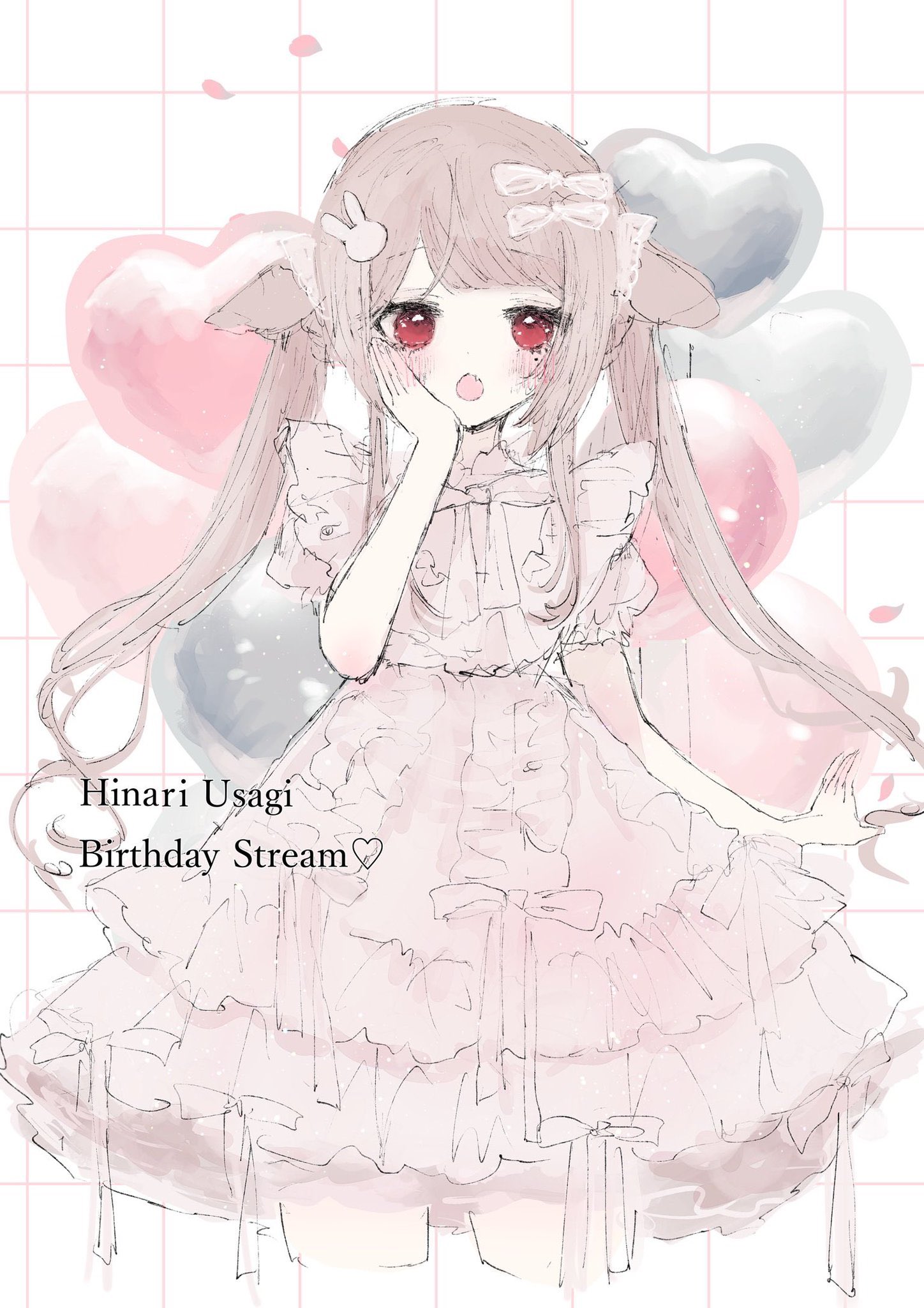 シーグラスアート　♡ひなまつり♡　うさねこver.　２Ｌサイズ程 シーグラスラインストーンアート キラキラ三日月とうさちゃん