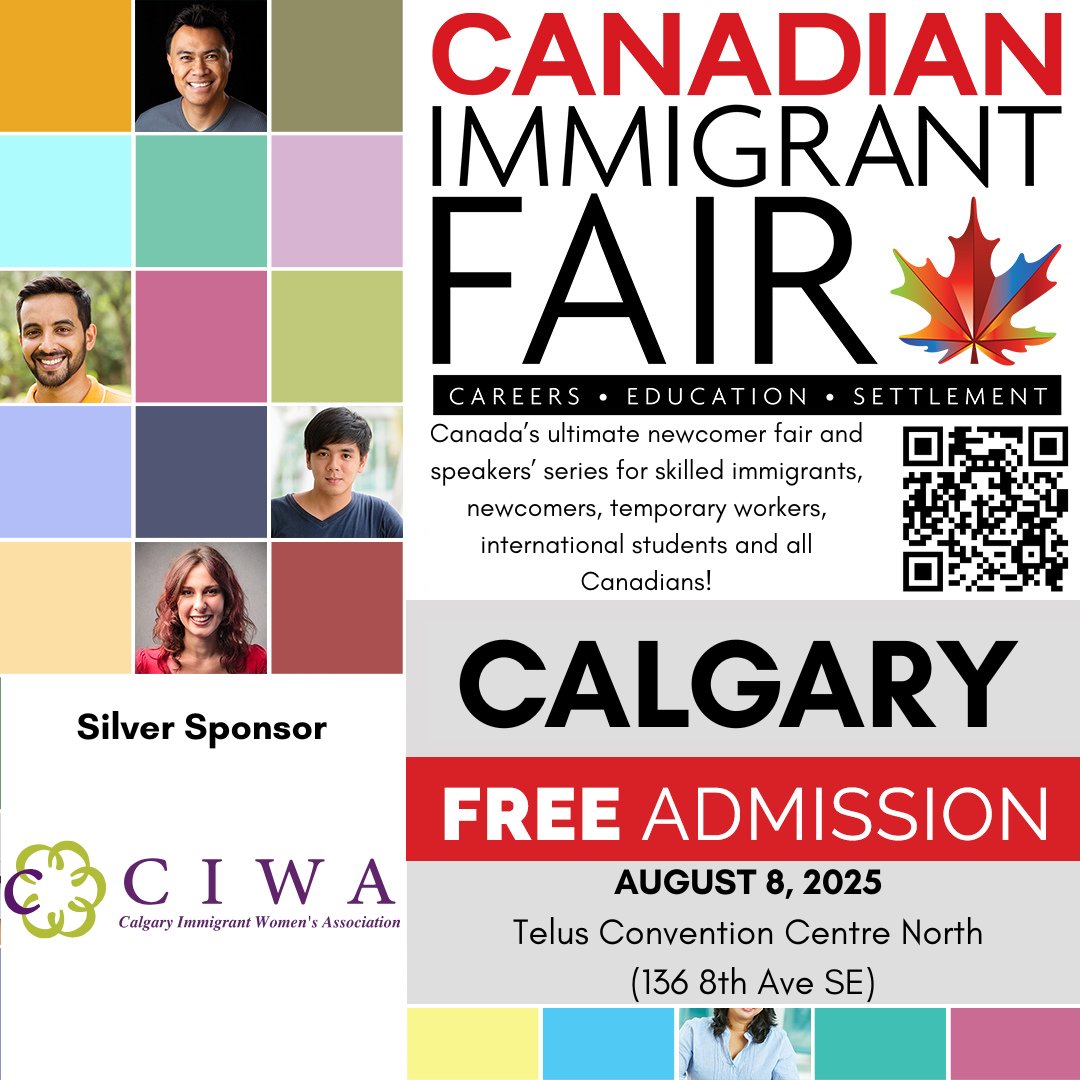 Canadian Immigrant (@canimmigrant) on Twitter photo The Canadian Immigrant Fair returns to Calgary this Friday August 8th, 2025 to the Telus Convention Centre North (136 8th Ave SE)! Meet our Silver sponsor <a href="/CIWA_yyc/">CIWA</a>!
Come down and meet them from 10 to 3pm and meet with hiring companies, educational institutes, settlement The Canadian Immigrant Fair returns to Calgary this Friday August 8th, 2025 to the Telus Convention Centre North (136 8th Ave SE)! Meet our Silver sponsor <a href="/CIWA_yyc/">CIWA</a>!
Come down and meet them from 10 to 3pm and meet with hiring companies, educational institutes, settlement