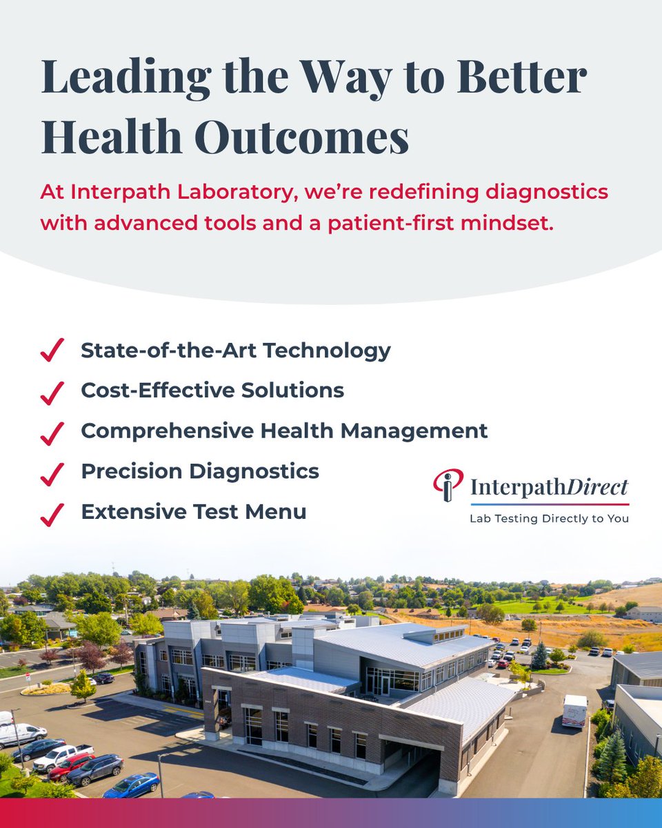 Interpath_Lab's tweet image. 🧬 Leading the Way to Better Health Outcomes 

At Interpath Laboratory, we’re redefining diagnostics with advanced tools and a patient-first mindset.  

📷 Learn more: interpathlab.com 
#BetterHealthStartsHere #InterpathLab #PreventiveCare #DiagnosticsDoneRight