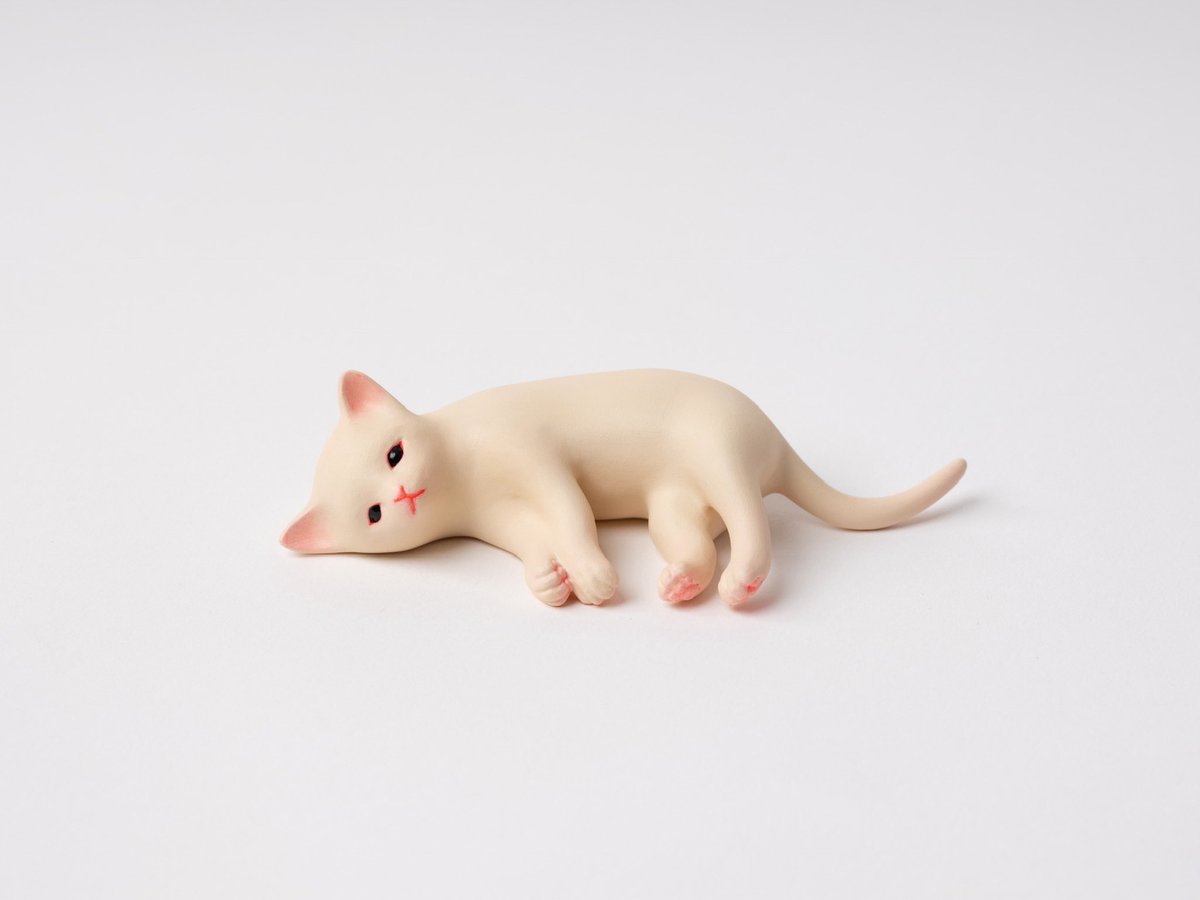 土屋仁応 Kitten Yoshimasa Tsuchiya 子猫 / Kitten painted woodcarving, borosilicate glass eyes